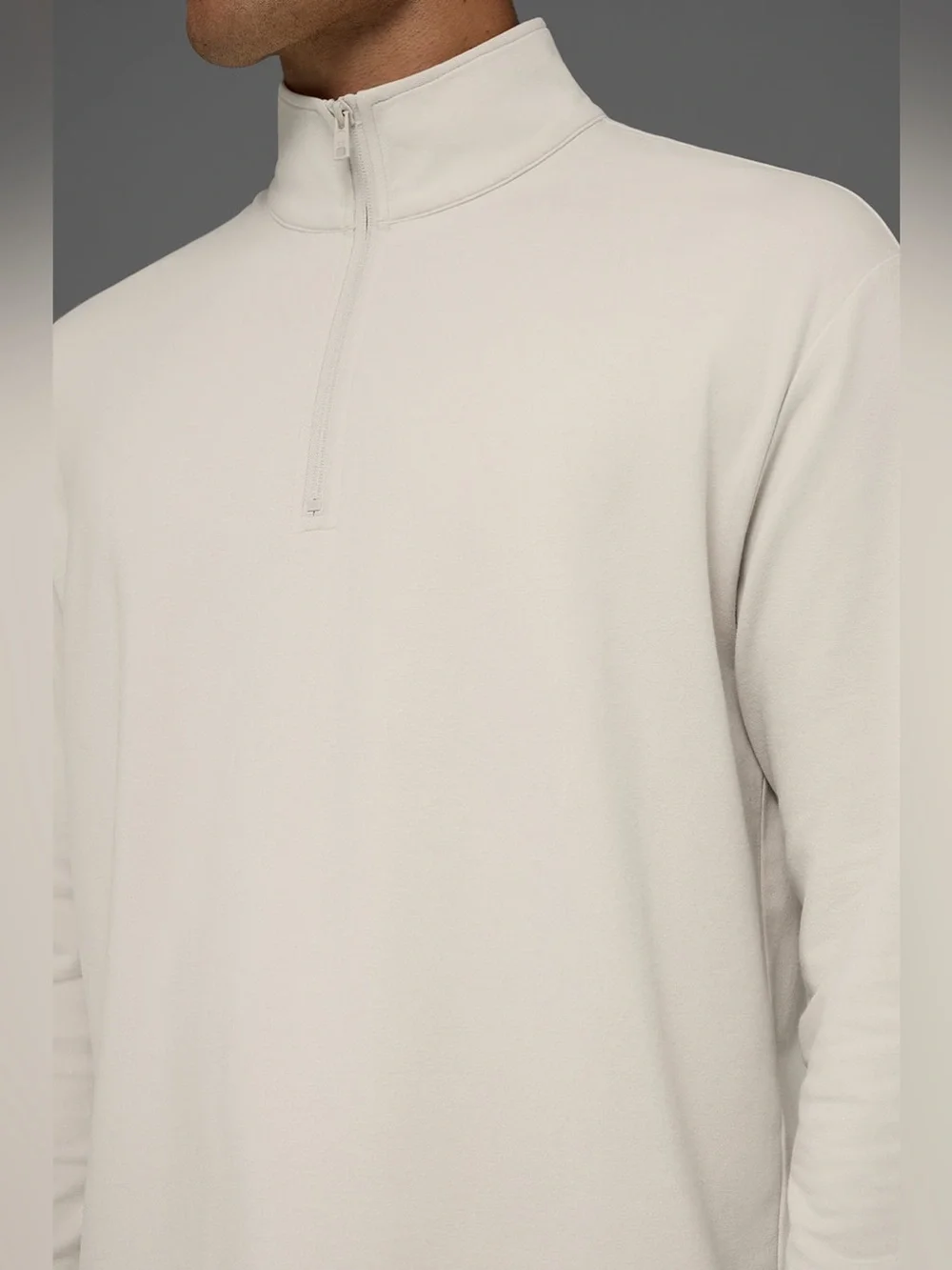 Alo Double Take Long Sleeve 1/4 Zip in Bone, Size Medium